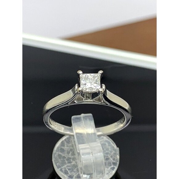 Engagement Ring 0.45ct Diamond Princess Solitaire 14k White Gold Women S… - Picture 3 of 15